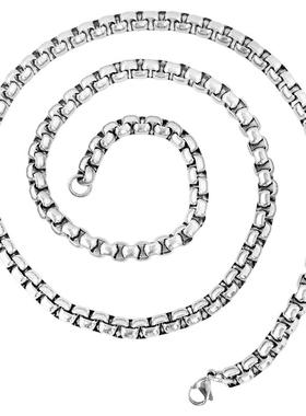 白金色项链钛钢潮流男圆形牛仔链