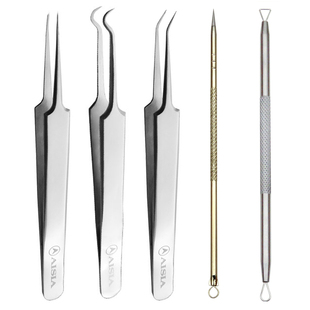 aisia粉刺夹痘痘针弯头夹子黑头镊子细胞夹美妆暗疮青春痘工具