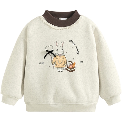 儿童加绒卫衣冬装女童一体绒上衣