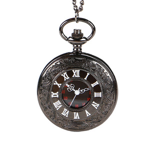 复古简约翻盖大号怀表学生罗马字男女项链老式石英大数字老人挂表