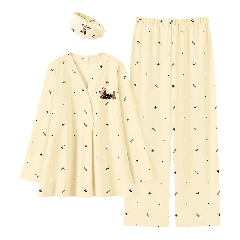 带胸垫吸汗月子服莫代尔孕妇睡衣