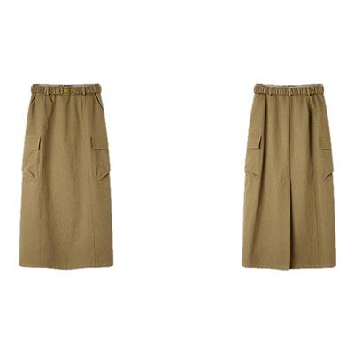 PIT工装半身裙2025春季新款百搭大口袋松弛慵懒风高腰显瘦长裙