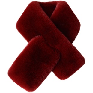 仿獭兔毛双面毛绒青年围巾围脖女百搭皮草冬季防寒儿童仿交叉毛领