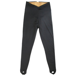 娇艳牡丹保暖裤女士高腰修身驼绒打底裤外穿黑色光面加厚棉裤6235