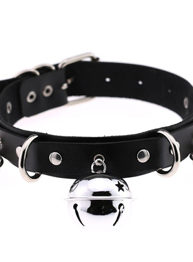 choker夸张性感皮质铃铛锁骨链