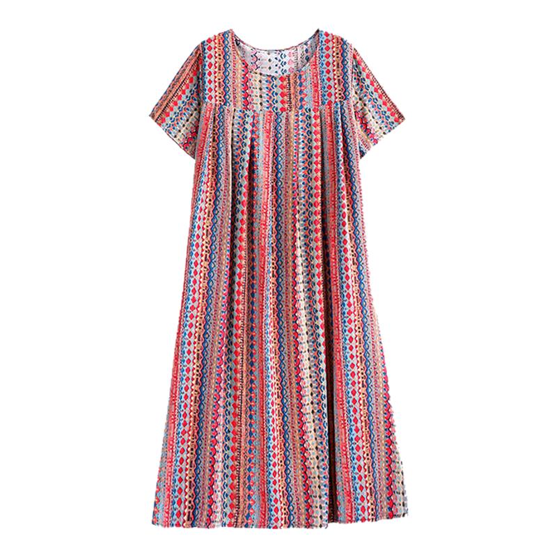 中老年妈妈夏季棉绸连衣裙女士宽松洋气新款休闲家居服遮肚睡裙
