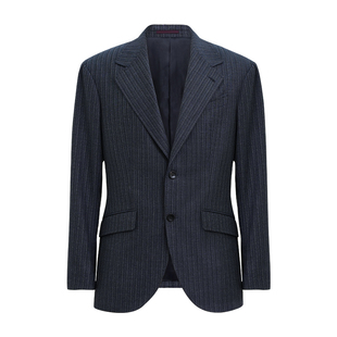 【定织精纺法兰绒】AC全羊毛半麻衬条纹西服套装男商务结婚正装