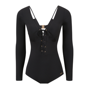 盛开的山坡-W小调连体遮肚长袖显瘦高级感度假温泉游泳衣泳装女