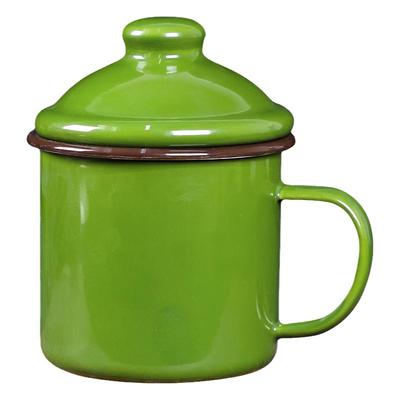 军绿色老式茶缸复古带盖军绿色