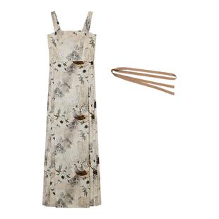 旧书墨染织造司原创明制宋汉服对襟直袖新中式国风吊带连衣裙套装