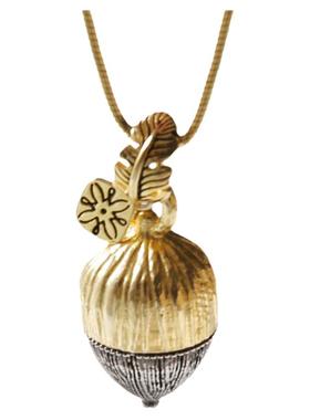 925银18k金质感可调节小松果项链