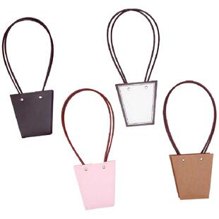 牛皮纸插花手提袋小提篮鲜花花束包装花盒空盒高级感包花篮花艺袋