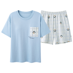 芬腾纯棉睡衣女带胸垫夏季家居服