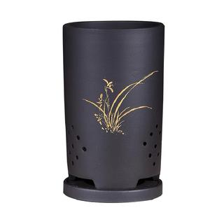 兰花花盆陶瓷轻奢高端精品兰花专用盆大号高圆筒紫砂兰花盆底座