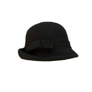 复古优雅赫本风蝴蝶结毛呢渔夫帽女冬季高级感气质卷边保暖礼帽子