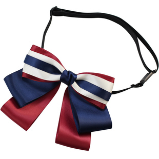 领结女红蓝白邮政工商银行柜员领花头花套装系带领巾发网盘发网兜