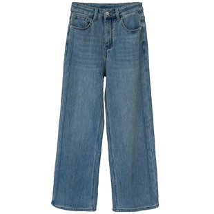 清仓特价 高腰显瘦加绒直筒牛仔裤女秋冬小个子裤子窄版阔腿裤