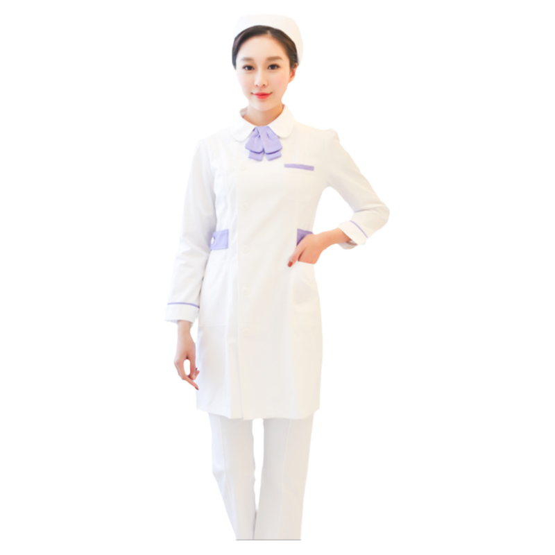 新弹力领结护士服长袖女修身护士演出服医院药店美容服工作服口腔