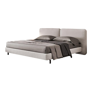 乔登/意式轻奢高级感主卧床棉麻布艺现代极简奶油风双人床设计师