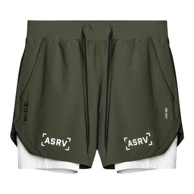 男健身跑步运动双层内衬速干短裤