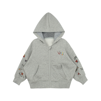 utouto春秋印花连帽开衫外套