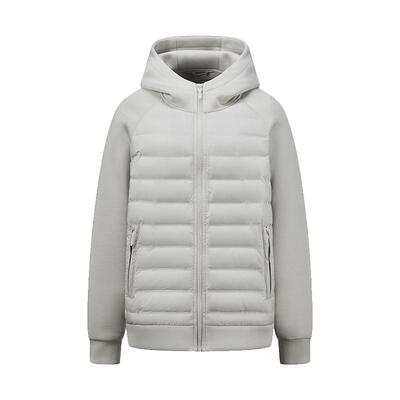 雅鹿轻薄羽绒服卫衣拼接外套