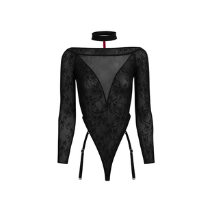 「绫天生丝滑-暗香」性感一字肩深v网纱诱惑蕾丝可拆卸连体衣女