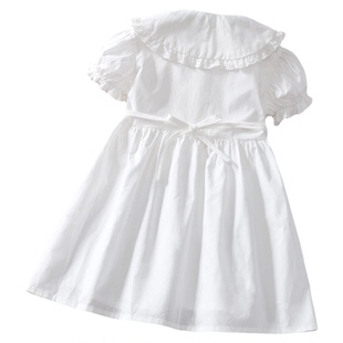 亲子装母女装可扎染白色公主裙女童连衣裙夏装新款中大童半身裙