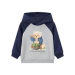 TeenieWeenie Kids童装25新秋冬男女宝加绒油画小熊印花连帽卫衣