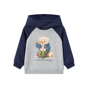 TeenieWeenie Kids童装25新秋冬男女宝加绒油画小熊印花连帽卫衣