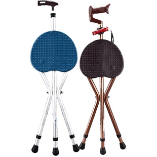 拐杖式凳子老人拐杖椅子两用多功能四脚拐棍凳医用骨折防滑拐柜凳