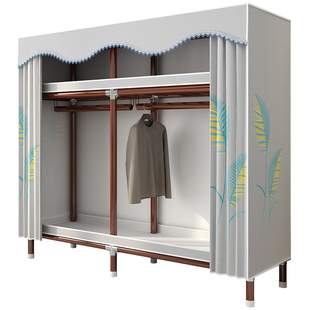 衣柜卧室家用简易布衣柜全钢架结构挂衣橱收纳组装出租房简约现代