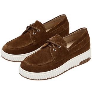 方枪枪同款73hours女鞋大地色彩秋季新款厚底乐福鞋女袋鼠鞋