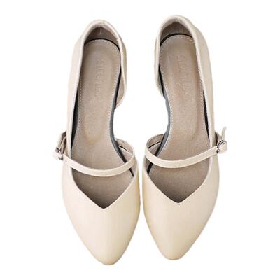 玛丽珍复古真牛皮女士中空凉鞋