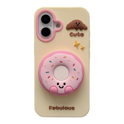 可爱Jellycat甜甜圈支架适用苹果16手机壳iPhone16promax新款15Pro全包硅胶15小众14防摔套14Pro苹果13情侣12
