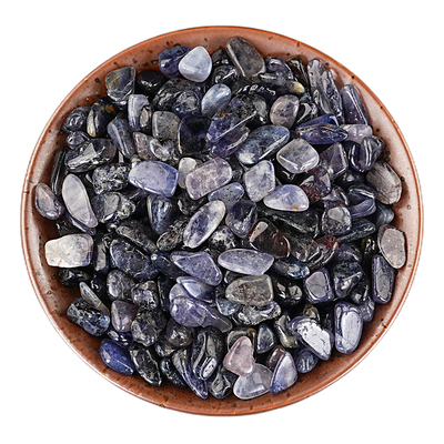 天然堇青石碎石摆件装饰