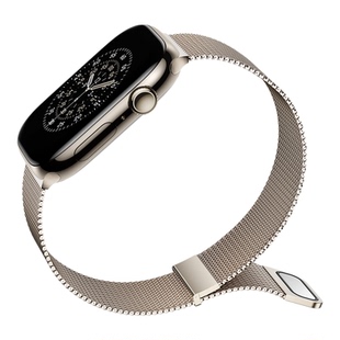 闪魔适用苹果s11磁吸手表带S10米兰尼斯表带iwatch9表链applewatch新款s8/7/6/5金属回环式腕带ultra3男女夏