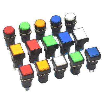 16mm塑料按钮开关自锁复位