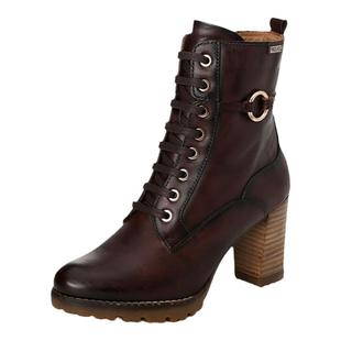 Pikolinos派高雁冬季牛皮超高粗跟纯色系带英伦马丁靴PA237511