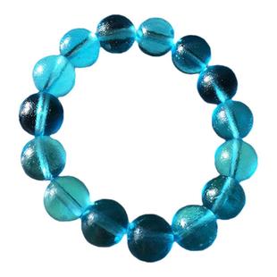 清代官造宫廷御用古法老琉璃 14mm湖蓝色手串 朝珠 文玩珠串 包老