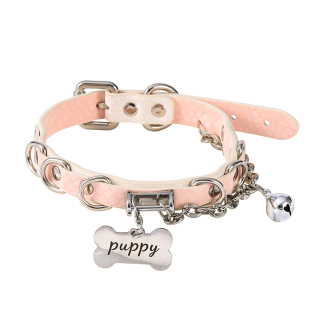 PUPPYRIDER 粉白蛇纹项圈女choker吊牌刻字高端颈环脖圈情侣礼物