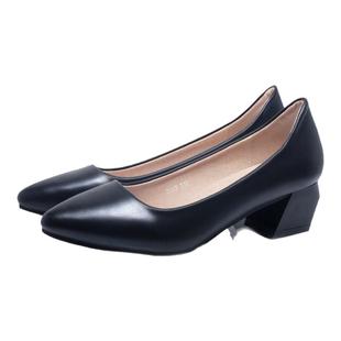 大码工作鞋女黑色粗跟中跟高跟皮鞋空姐礼仪面试工装平底单鞋女鞋