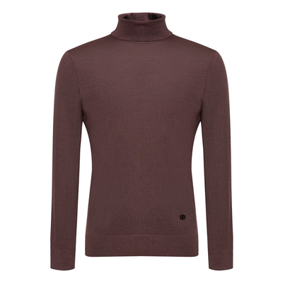 堡尼秋冬新品商务双翻领修身毛衣净色针织衫纯羊毛衫男JO622137A