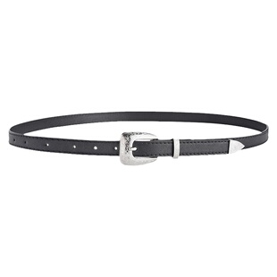 细窄款腰带2025美式巴洛克百搭雕花银色扣装饰牛仔裤西装皮带男女