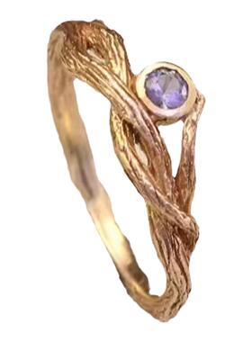 14K纯金复古天然紫水晶戒指镶嵌