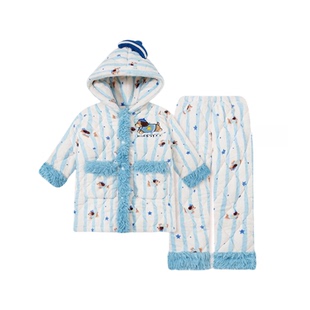 超暖和！可爱腊肠狗三层加厚夹棉睡衣女冬季珊瑚绒保暖家居服套装