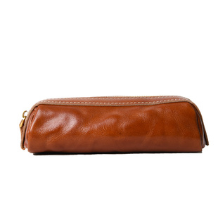 复古牛皮古玩首饰收纳包旅行便携化妆品真皮收纳袋大容量拉链笔袋