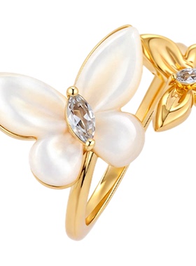 一撇一捺蝶梦流光开口戒指法式风