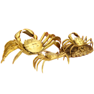 纯铜螃蟹摆件八方来财铜蟹家居摆件大号礼品家居铜茶宠饰品