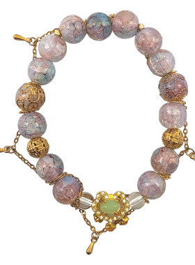 敦煌金色平安锁串珠流苏配饰复古